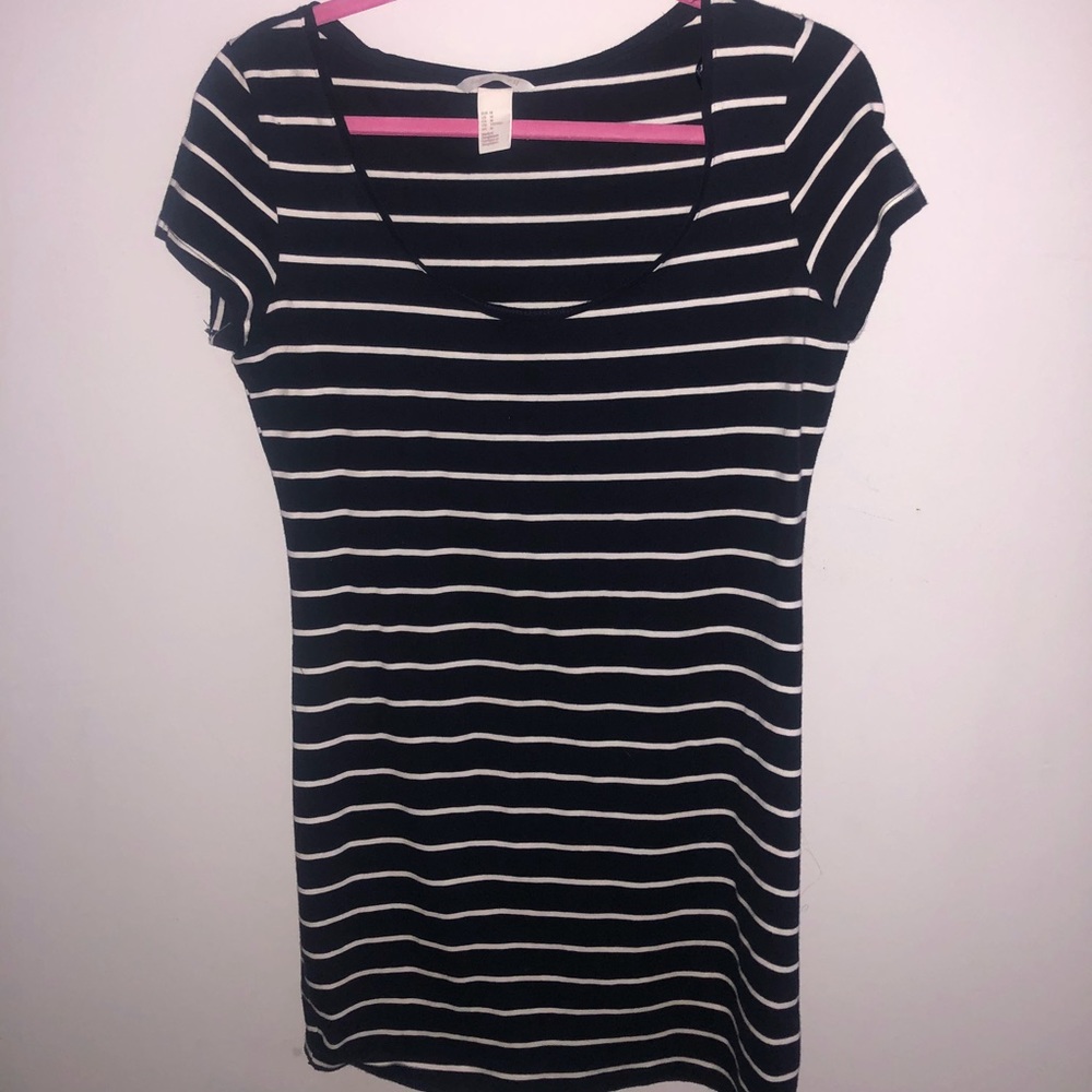 H&M navy striped dress